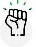 Raised fist icon representing the core value of empowerment, strength, and determination at Square Corporation.