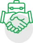 Handshake over a briefcase icon, signifying successful business partnerships and trusted client relationships.